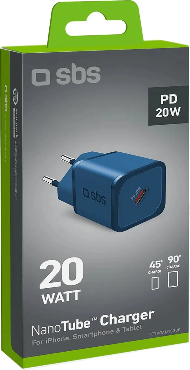 Karikues muri SBS TETRGAN1C20B, 20W, GaN, USB-C, Kaltër - 2