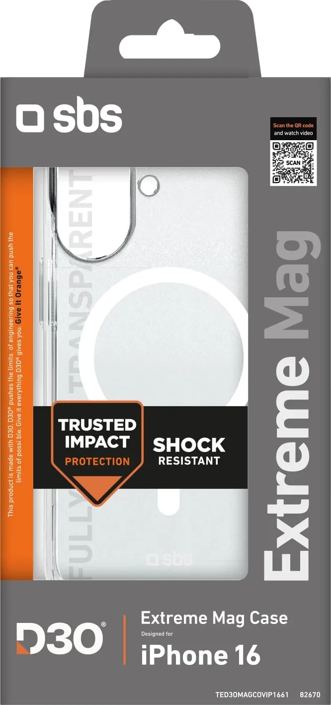 Mbështjellës SBS Extreme Mag D3O MagSafe për iPhone 16, Transparent - 2