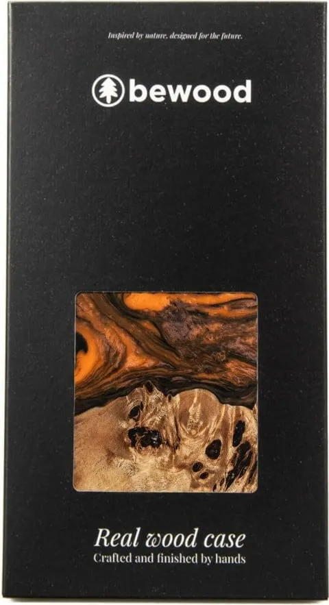Mbështjellës Bewood Unique Orange për iPhone 15 Plus, dru dhe rrëshirë, MagSafe, portokalli dhe zi - 6