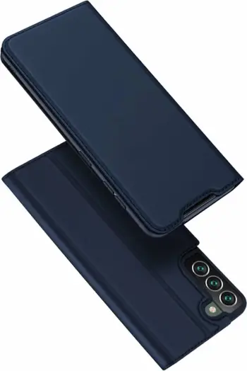 Mbështjellës Dux Ducis Skin Pro për Samsung Galaxy S22+, me kapak, funksion stand, xhep kartelash, Blu