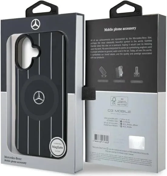 Mbështjellës Mercedes MB Double Layer Crossed Lines MagSafe për iPhone 16, zi - 2