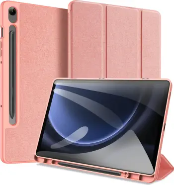 Mbështjellës tablet Dux Ducis Domo për Samsung Tab S9 FE+, lëkurë ekologjike, rozë