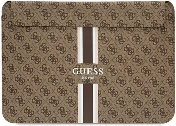 Mbështjellës laptopi Guess 4G Printed Stripes, 14", lëkurë ekologjike, Kafe