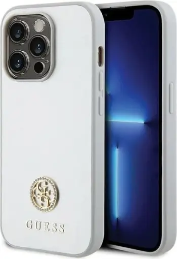 Mbështjellës Guess 4G Strass Metal Logo për iPhone 15 Pro, argjendtë