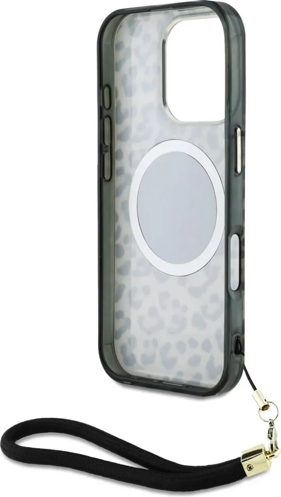 Mbështjellës Guess HC IML Leopard Triangle Cord Strap për iPhone 16 Pro, MagSafe, Kafe - 6