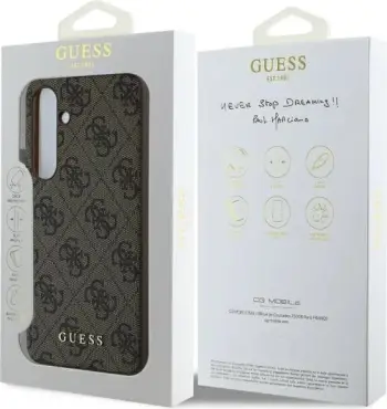Mbështjellës Guess 4G Charms Collection për Samsung Galaxy S24 FE S721, kafe