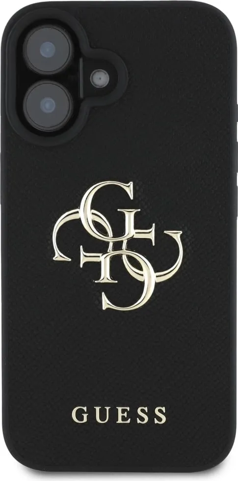 Mbështjellës Guess Grained Big 4G Logo Small Classic Logo për iPhone 16, e zezë - 3