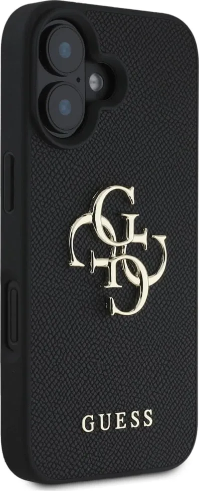 Mbështjellës Guess Grained Big 4G Logo Small Classic Logo për iPhone 16, e zezë - 4