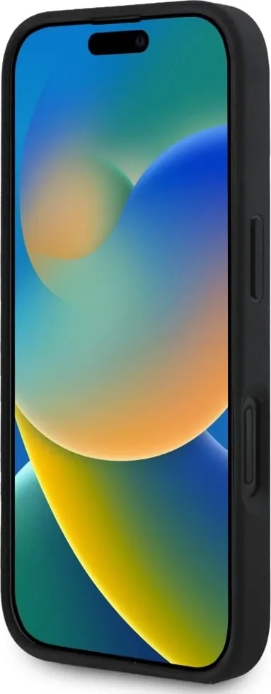 Mbështjellës Guess Grained Big 4G Logo Small Classic Logo për iPhone 16, e zezë - 5