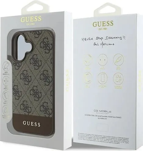 Mbështjellës Guess 4G Bottom Stripe për iPhone 16 Plus 6.7", Kafe - 2
