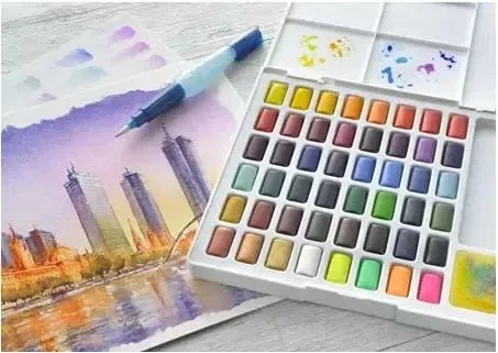 Set akuarel Faber-Castell 169748, 48 ngjyra, brushë uji, multikolor - 2