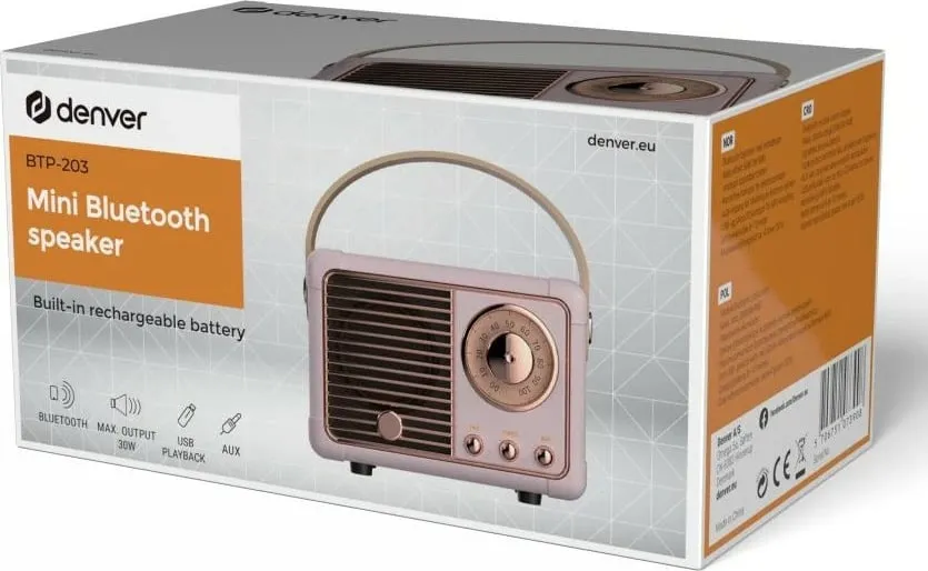 Altoparlant Bluetooth Denver BTP-203 retro rose - 2