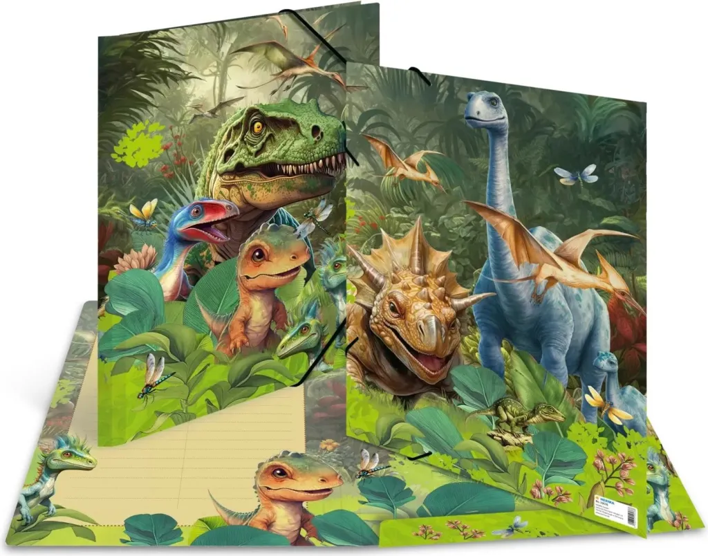 Dosje kartoni Herma A3, me goma anësore, dizajn dinosaurë, shumengjyrëshe - 1