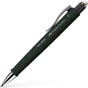 Laps mekanik Faber-Castell Poly Matic, 0.7mm, me gomë, i zi