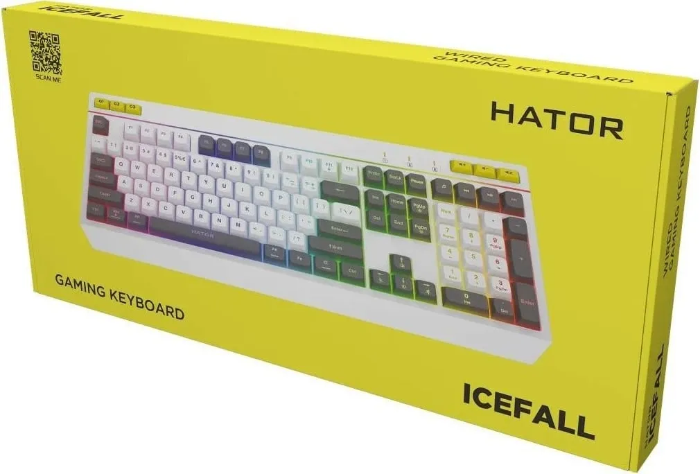 Tastierë Hator Icefall HTK405US, RGB, full-size, me kabllo, bardhë-zi - 5