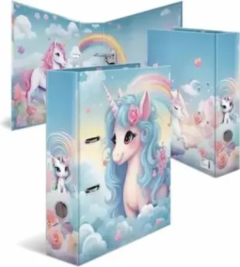 Dosje me mekanizëm HERMA Happy Unicorns, A4, shpinë 70mm, shumëngjyrëshe