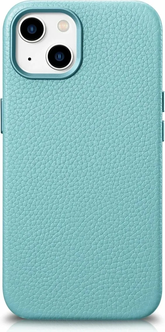 Mbështjellës iCarer Litchi Premium për iPhone 14 Plus me MagSafe, Lëkurë, Gjelbër - 1
