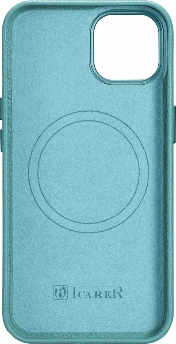 Mbështjellës iCarer Litchi Premium për iPhone 14 Plus me MagSafe, Lëkurë, Gjelbër - 3