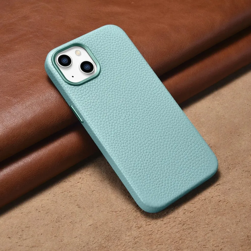 Mbështjellës iCarer Litchi Premium për iPhone 14 Plus me MagSafe, Lëkurë, Gjelbër - 9