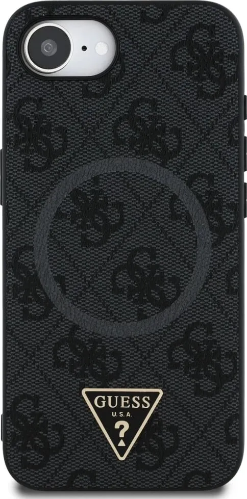Mbështjellës Guess 4G Ring Triangle Logo MagSafe për iPhone 16e, i zi - 3