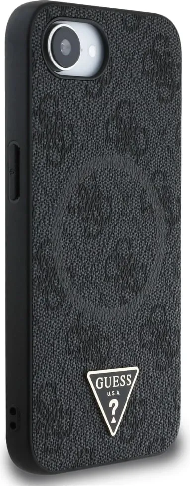 Mbështjellës Guess 4G Ring Triangle Logo MagSafe për iPhone 16e, i zi - 4