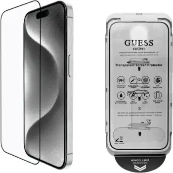 Mbrojtës ekrani Guess 2.5D Outline prej xhami të temperuar për iPhone 16 Pro