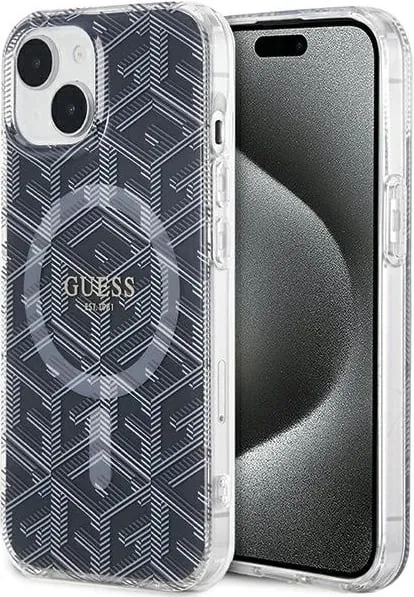 Mbështjellës Guess IML GCube MagSafe për iPhone 15/14/13, i zi - 1