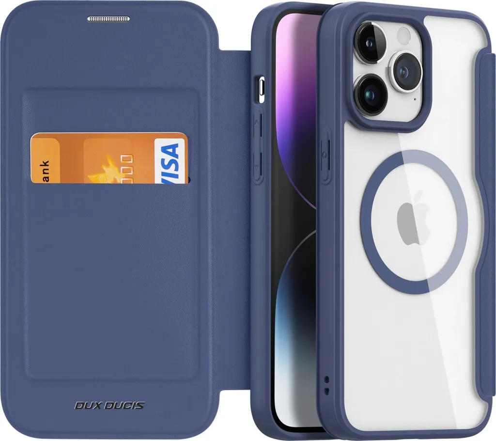 Mbështjellës Dux Ducis Skin X Pro për iPhone 15 Pro, MagSafe, Flip, Blu - 2