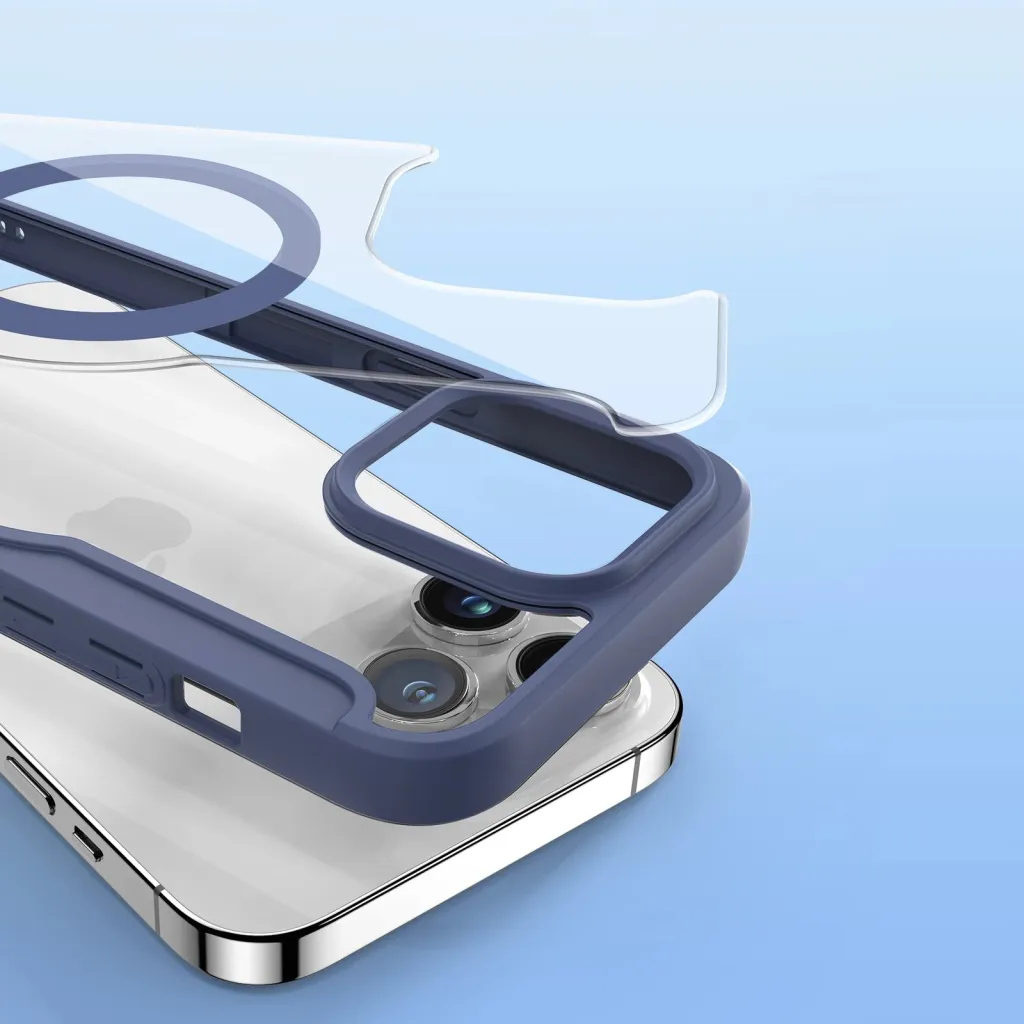 Mbështjellës Dux Ducis Skin X Pro për iPhone 15 Pro, MagSafe, Flip, Blu - 12