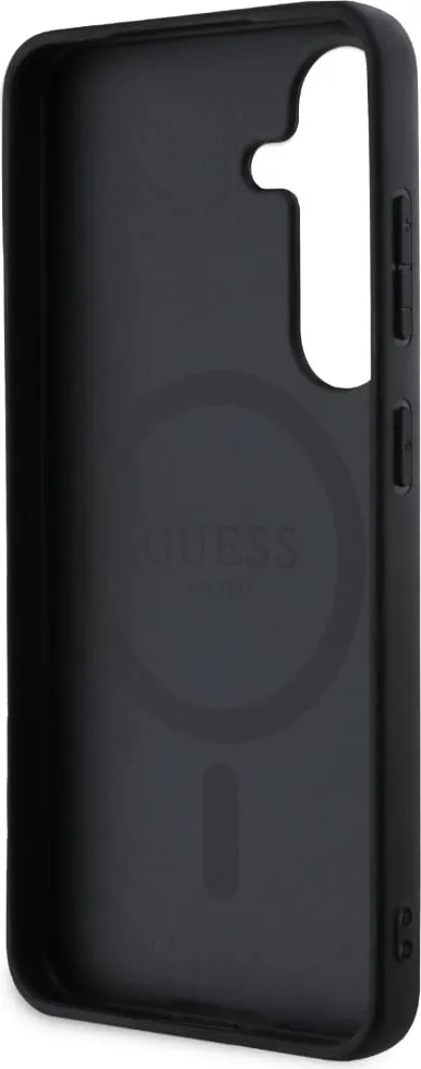 Mbështjellës Guess Grained Hot Stamp Peony Pattern Triangle Logo MagSafe për Samsung Galaxy S25, Kafe - 7