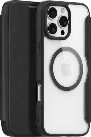 Mbështjellës Dux Ducis Skin X Pro për iPhone 16 Pro Max me MagSafe dhe flip, i zi
