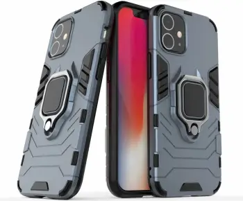 Mbështjellës Hurtel Ring Armor për iPhone 12 mini, me mbajtëse gishti dhe këmbë, Blu