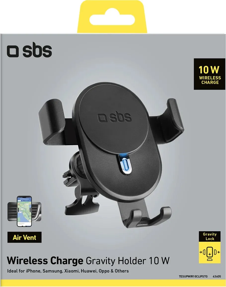 Mbajtëse celulari me karikues wireless SBS TESUPWIR10CLIPSTG, 10W, e zezë - 2