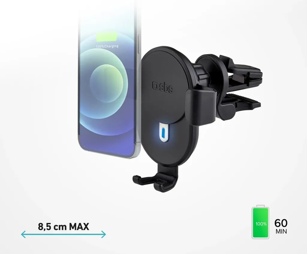 Mbajtëse celulari me karikues wireless SBS TESUPWIR10CLIPSTG, 10W, e zezë - 6