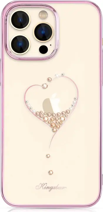Mbështjellës silikon Kingxbar Wish Series për iPhone 14 Pro Max, me kristale Swarovski, Rozë