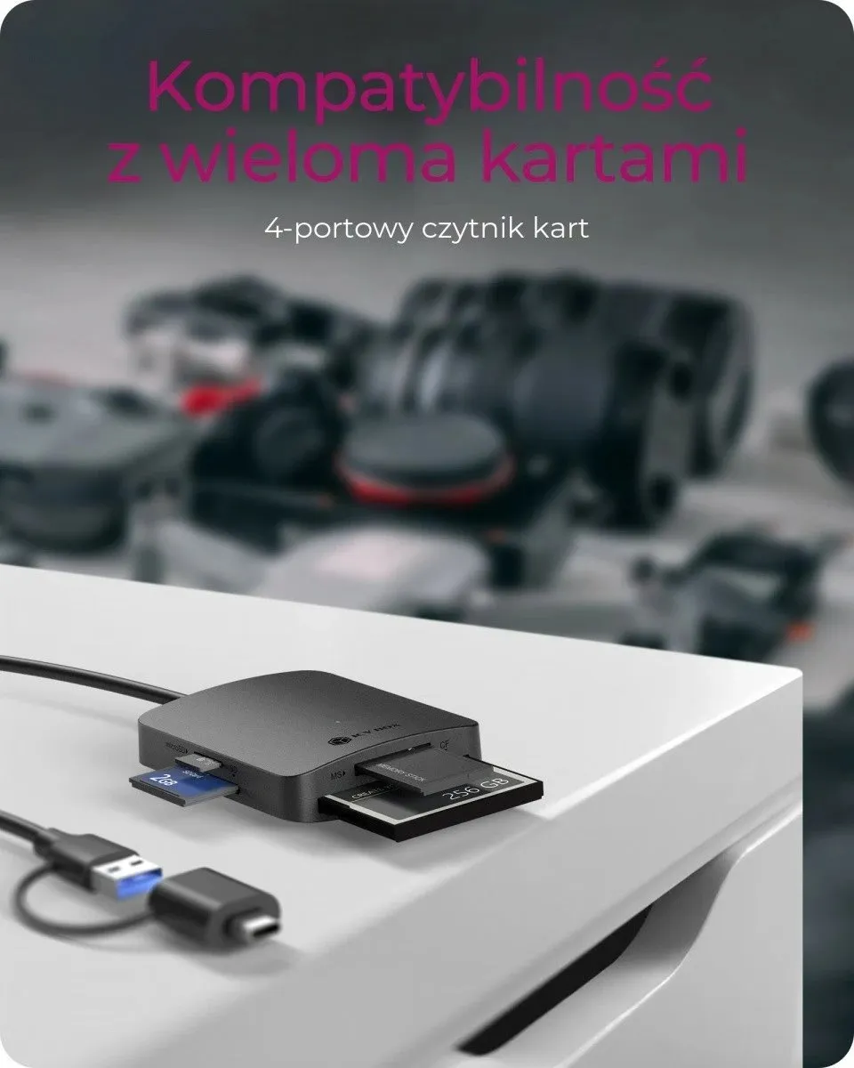 lexues kartelash ICYBOX IB-CR302-CU3, USB 3.2 Gen 1 (5 Gbit/s), lidhje USB-A dhe USB-C, UHS-I, për SD/microSD/CompactFlash/Memory Stick, e zezë - 2