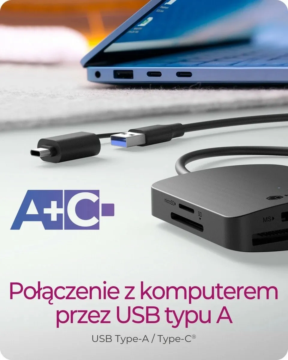 lexues kartelash ICYBOX IB-CR302-CU3, USB 3.2 Gen 1 (5 Gbit/s), lidhje USB-A dhe USB-C, UHS-I, për SD/microSD/CompactFlash/Memory Stick, e zezë - 7