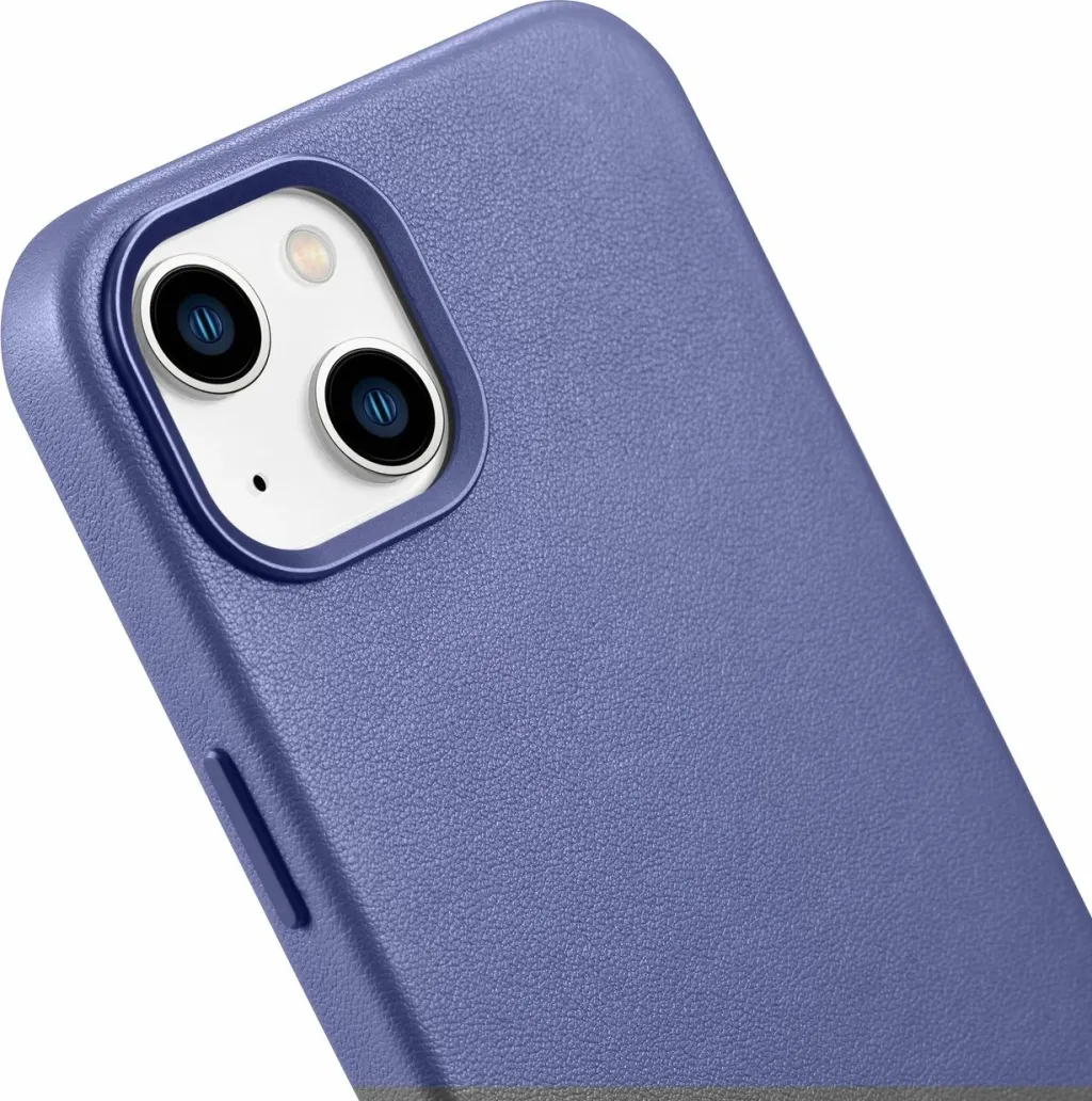 Mbështjellës iCarer për iPhone 14 Plus, lëkurë natyrale, MagSafe, vjollcë e çelët - 6