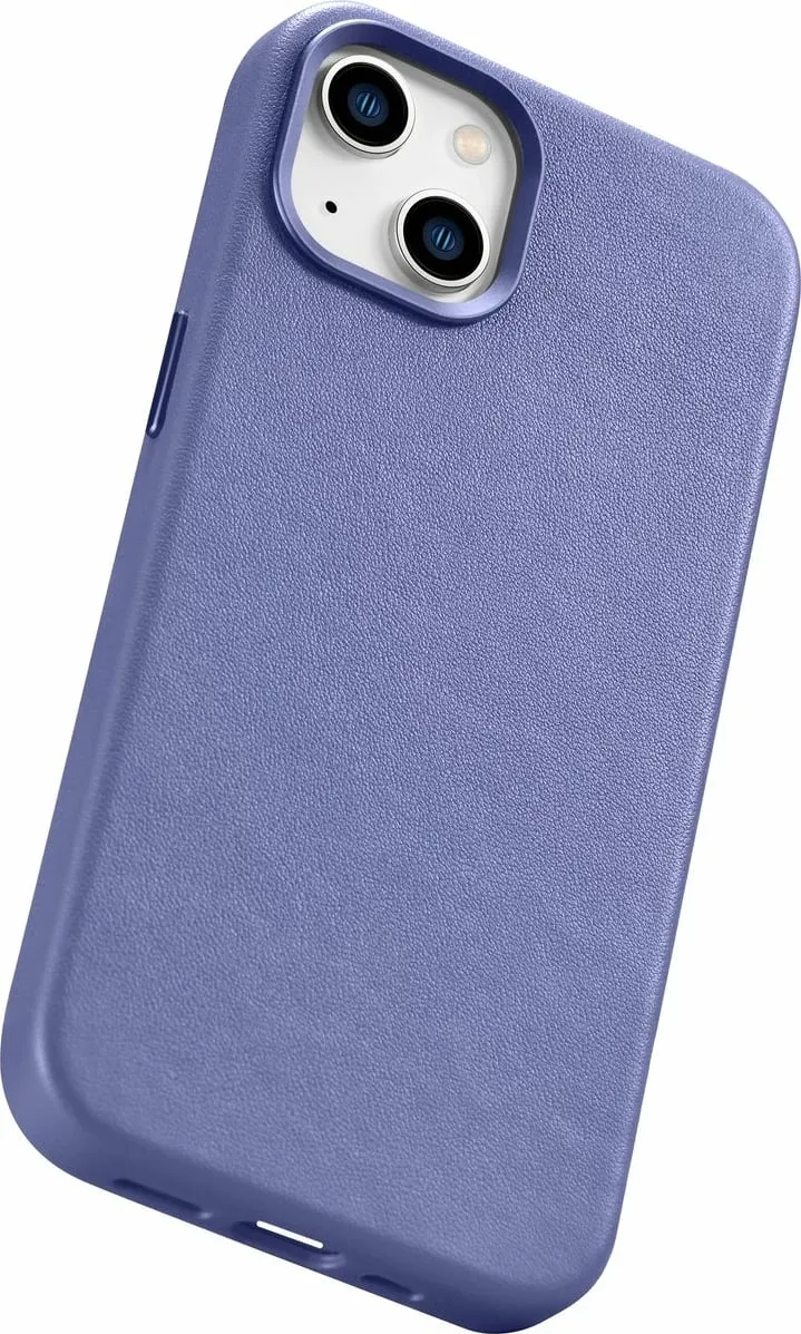 Mbështjellës iCarer për iPhone 14 Plus, lëkurë natyrale, MagSafe, vjollcë e çelët - 9