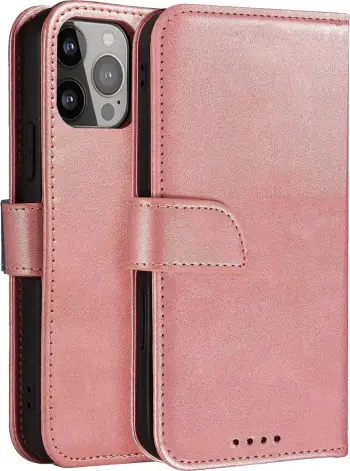 Mbështjellës Hurtel Magnet Case për iPhone 14 Pro, me kapak, funksion qëndruesi, rozë