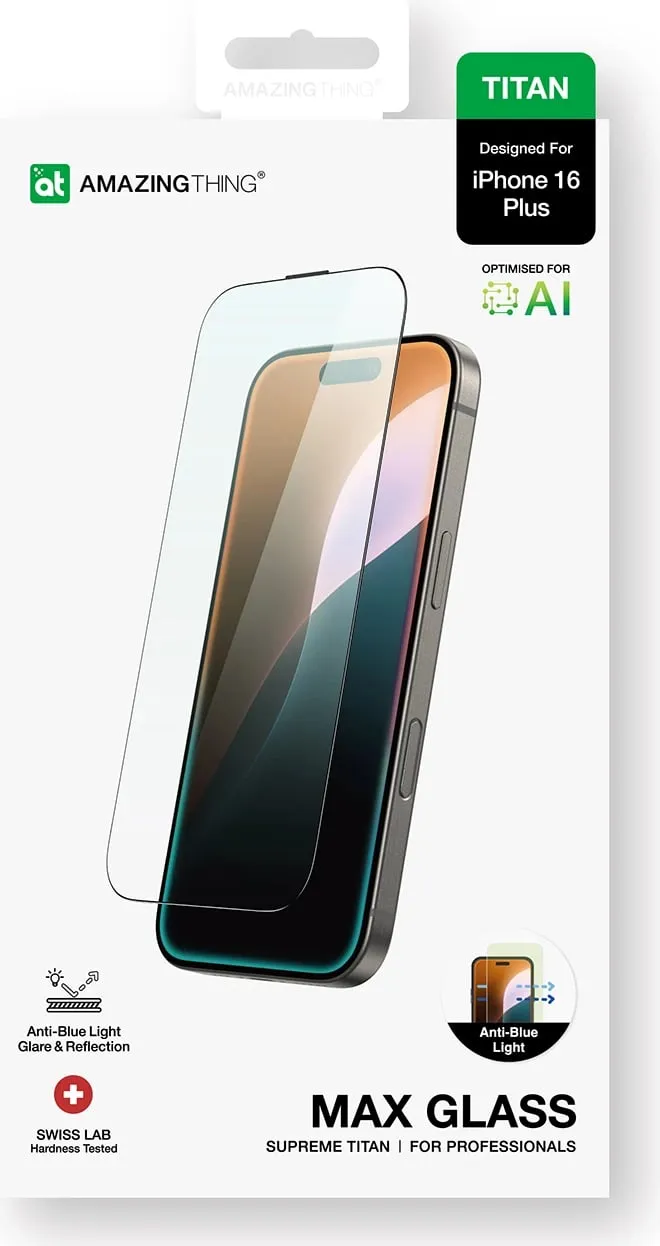 Xham i temperuar AmazingThing Titan Max për iPhone 16 Plus, transparent - 11