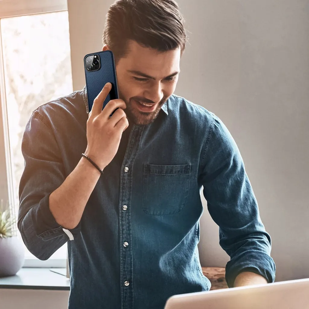 Mbështjellës Dux Ducis Fino për iPhone 14 Pro Max, najlon, kaltër - 14