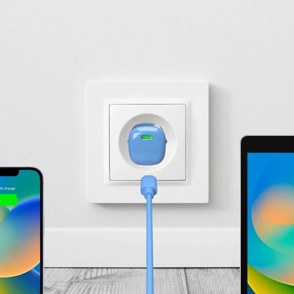 Karikues muri Puro Elektrik 20W GaN, USB-C, Kaltër - 3