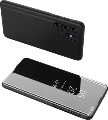 Mbështjellës Hurtel Clear View Case për Samsung Galaxy S23 Ultra, me kapak, e zezë