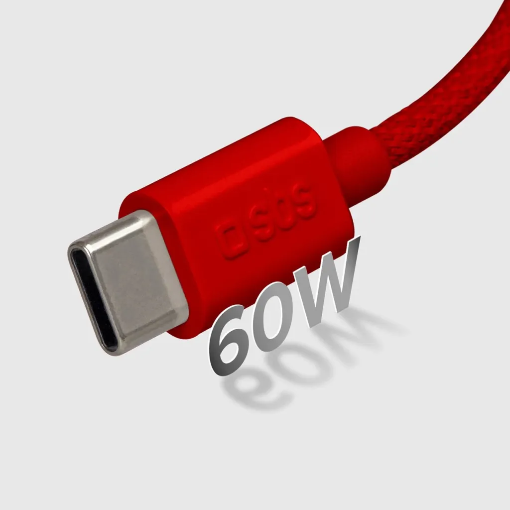 Kabllo USB-C në USB-C SBS TECABLETISSUETCCR, 1.5m, 60W, e kuqe - 7