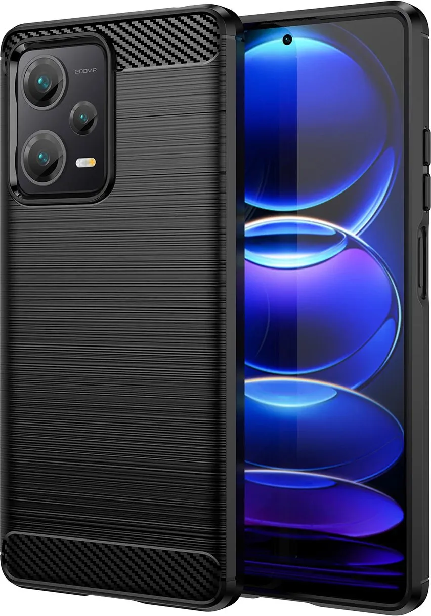 Mbështjellës Hurtel Carbon Case për Xiaomi Redmi Note 12 Pro+, TPU, i zi - 1