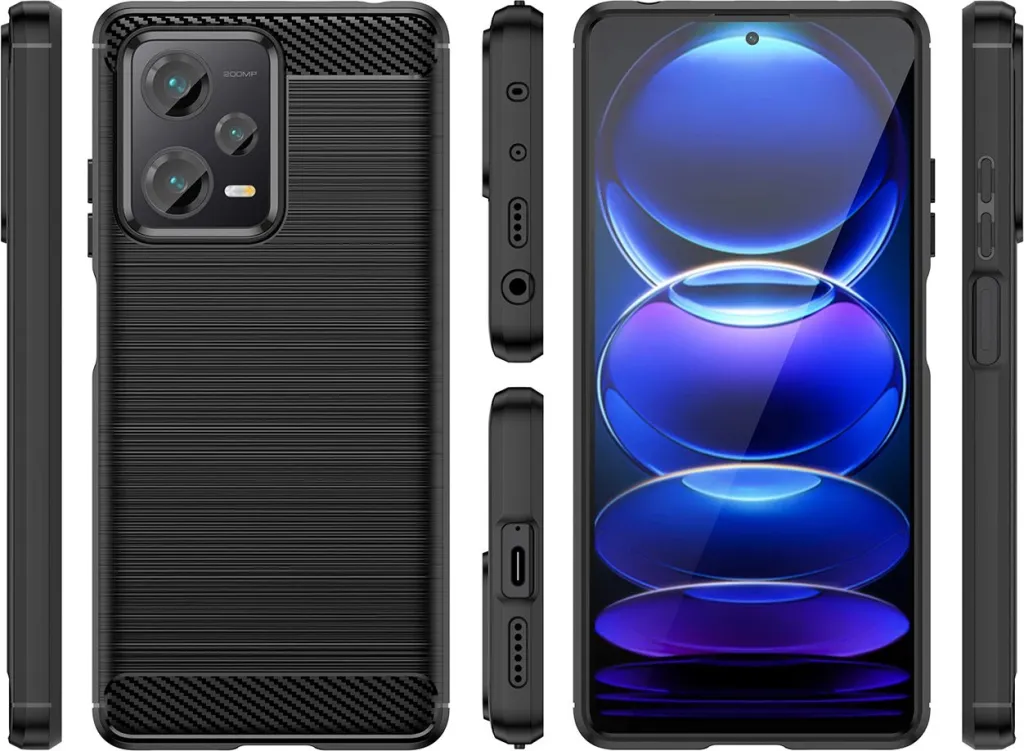 Mbështjellës Hurtel Carbon Case për Xiaomi Redmi Note 12 Pro+, TPU, i zi - 2