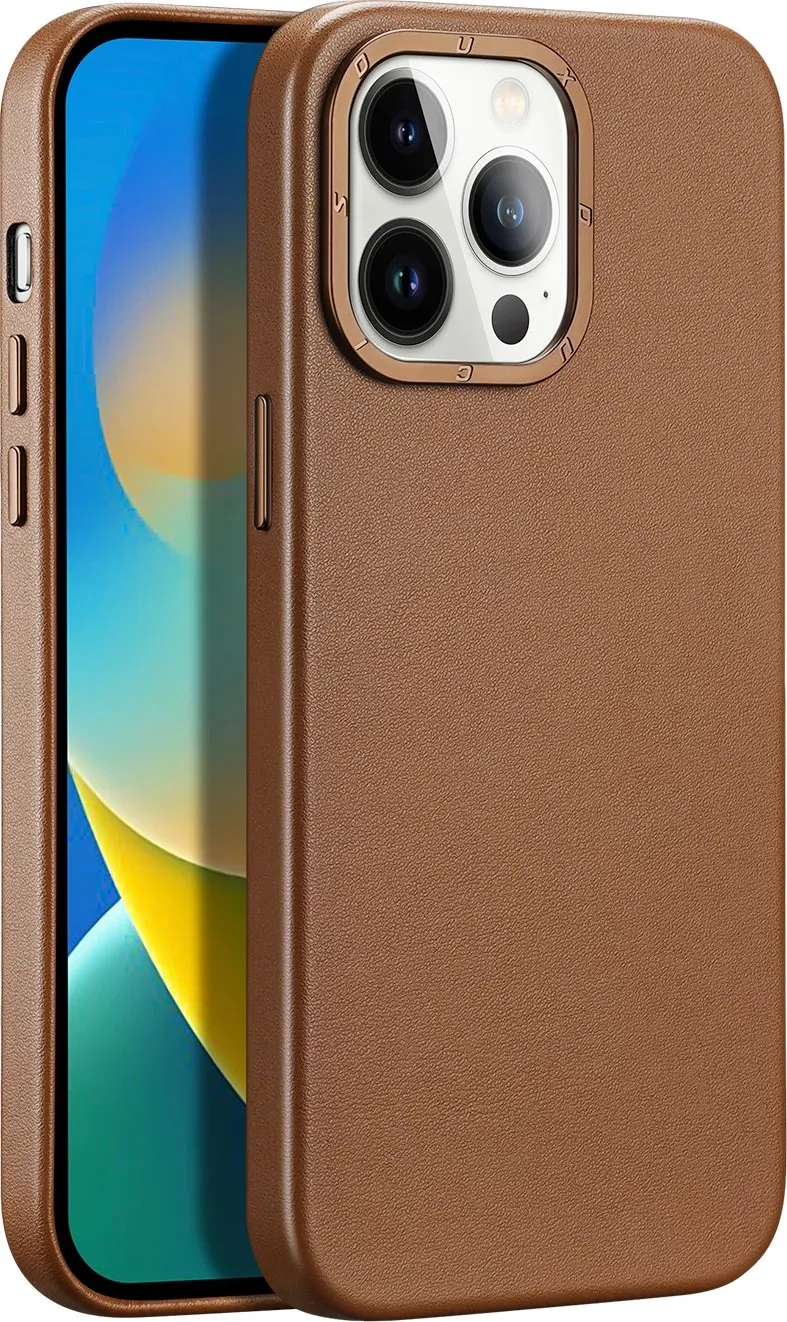 Mbështjellës Dux Ducis Grit për iPhone 14 Pro Max, eco leather, MagSafe, Kafe - 1