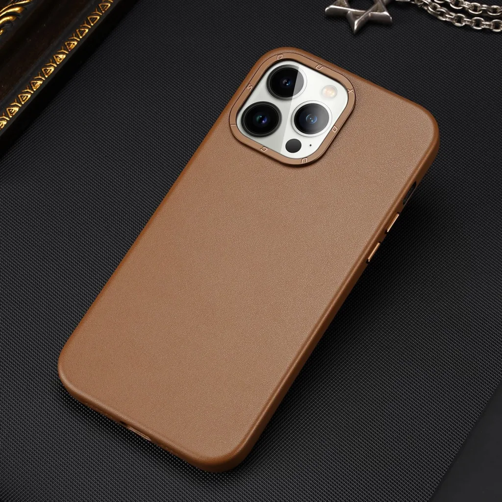 Mbështjellës Dux Ducis Grit për iPhone 14 Pro Max, eco leather, MagSafe, Kafe - 11