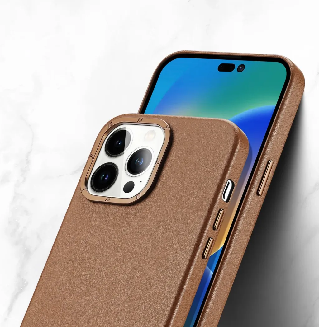Mbështjellës Dux Ducis Grit për iPhone 14 Pro Max, eco leather, MagSafe, Kafe - 7